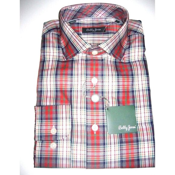 COPY - Men's Bobby Jones Golf Red Plaid button front Casual Cotton Shirt Size S… - Picture 1 of 3